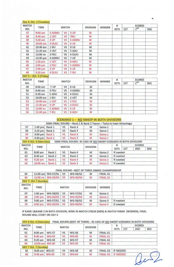 UAAP Season 81 Beach Volley Schedule as of Sept 4 2018 (1)2