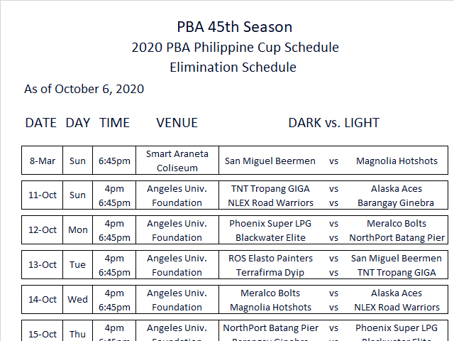 Pba philippine cup 2024 2020 schedule