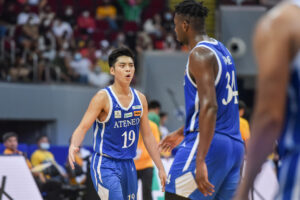 Blue Eagles overpower Falcons, one away from elims sweep